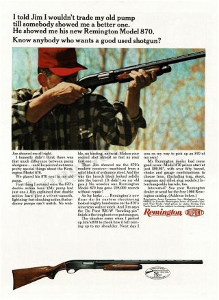 1966 Remington Model 870 Pump Shotgun Vtg Print Ad