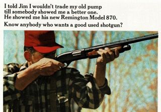 1966 Remington Model 870 Pump Shotgun Vtg Print Ad 2