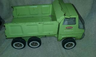 Vtg Tonka 1970 Hydraulic Dump Truck Lime Green Pressed Steel Shape