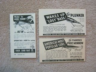 13 Vintage Creek Chub Bait Fishing Lures Print Ad