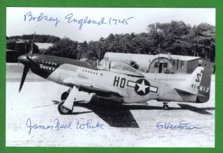 James N.  White Dec.  Wwii Fighter Pilot,  352fg,  487fs Signed 4x6 Photo E19319