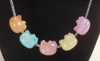 Vintage Hello Kitty Sanrio Necklace Rainbow Candy Crystal