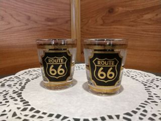 1 " Route 66 " Culver© Shot Glasses Made In The Usa W/22 K Gold