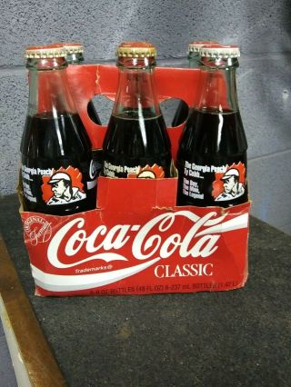 Vintage Collectible Coca Cola Coke Glass Bottles 6 Pack Ty Cobb 1994