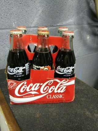 Vintage Collectible Coca Cola Coke Glass Bottles 6 Pack Ty Cobb 1994 4