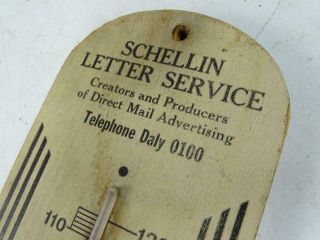 Antique Advertising Thermometer Sign Schellin Letter Service Milwaukee WI Vtg 2