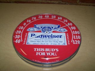 ((nos))  Vintage Budweiser Beer Advertising Thermometer Sign 12 "