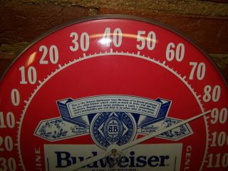 ((NOS))  Vintage Budweiser Beer Advertising Thermometer Sign 12 