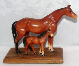 Antique Vintage Hubley Cast Metal Horse & Colt Equestrian Statue Figure