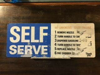 Vintage Self Serve Double Sided thick Metal Gas Station Sign - 3