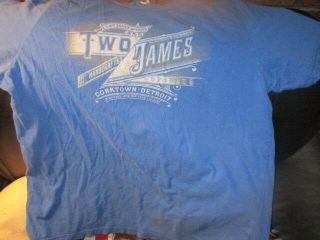 Two James Spirits Corktown Detroit Soft Blue T Shirt Xl Canvas 100 Cotton