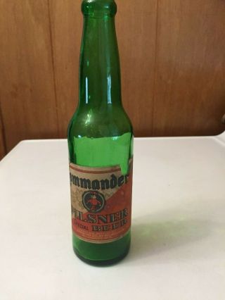 Commander Pilsner Special Beer Bottle - Green - Paper Label - Milwaukee,  Wis.