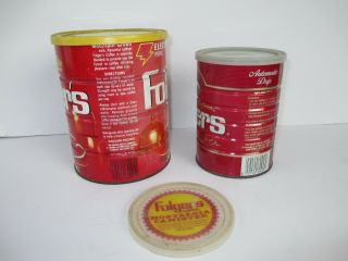 2 Vintage Folgers Electric Perk/Automatic Drip Mountain Grown Coffee Tin Can, 5