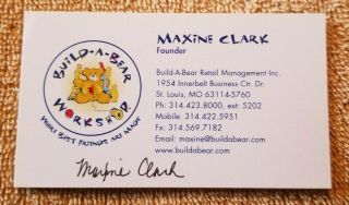 Autographed Maxine Clark Business Card W/coa Founder Build - A - Bear