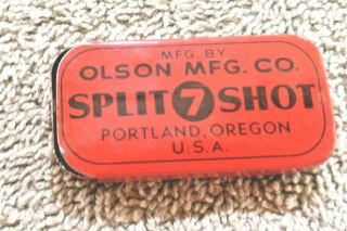 Vintage Split Shot Mfg.  By Olson Mfg.  Co,  Size 7 Portland Oregon Orange In Color.