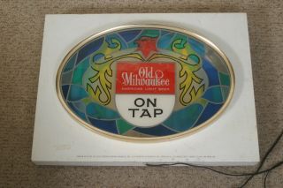Old Milwaukee Lighted Beer Sign 1962 On Tap Light (needs Bulb Wal - Mart $4.  00)