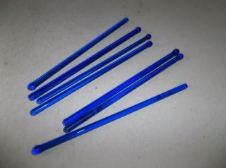 7 Vtg Cobalt Blue Glass Swizzle Sticks - Barware - 6 " Tall