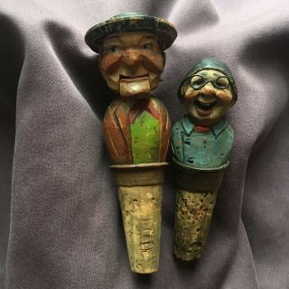 Vintage Hand Carved Wooden Wine Cork/bottle Stoppers