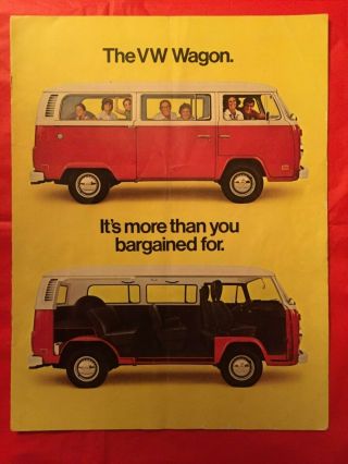 1977 Volkswagen " Wagon " Van Car Dealer Sales Brochure