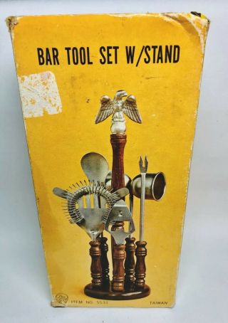Vintage Bar Tools 5 Piece Set American Eagle Usa Bartender