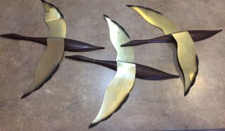 Vintage Flying Duck Geese Birds Metal Mid Century Cabin Wall Decor Set Of 3