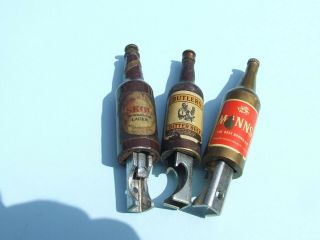 Vintage 3 Miniature Brass Bottle Openers Advertising Skol &manns&butlers Beer