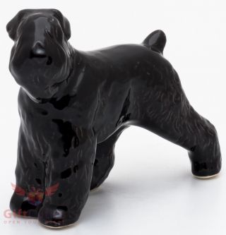 Porcelain Figurine Of The Black Russian Terrier Schnauzer Dog