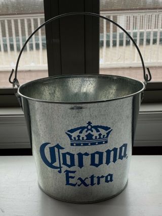 Corona Extra • 5 Quart • Galvanized Metal Ice Bucket With Handle •