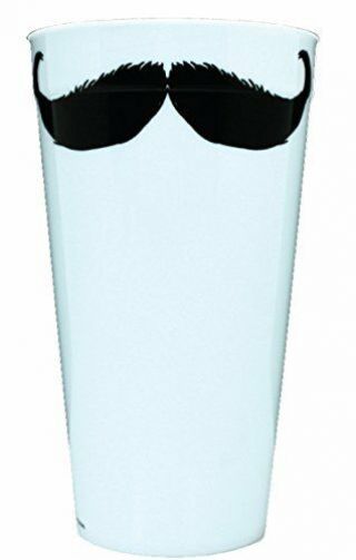 Kalan Lp Black And White Mustache Plastic Party Cup,  20 - Ounce,  Set Of 4