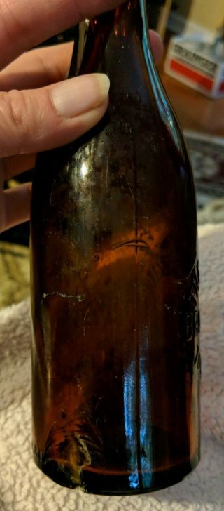 Antique Amber 6 oz Schmitt Brewing Co pony bottle Toledo Ohio OH slug plate 5