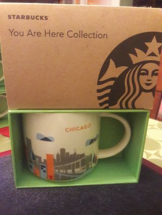 Nib With Sku Starbucks Chicago,  Usa You Are Here (yah) 14 Oz Mug.  Rare