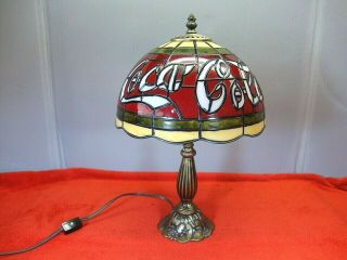 Vintage Coca Cola Plastic Shade Tiffany Style Lamp Stained Glass Look Coke Bar 2