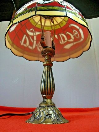 Vintage Coca Cola Plastic Shade Tiffany Style Lamp Stained Glass Look Coke Bar 4