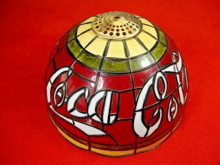 Vintage Coca Cola Plastic Shade Tiffany Style Lamp Stained Glass Look Coke Bar 7