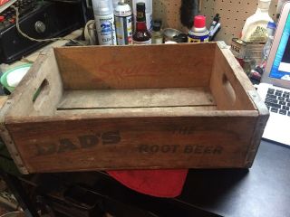 Vintage Double Advertising Soda Bottle Wood Crate Squirt Dad’s Root Beer