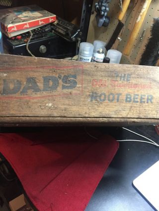 Vintage Double Advertising Soda Bottle Wood Crate Squirt Dad’s Root Beer 2