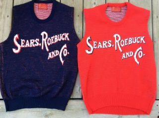 Vintage Sears Roebuck And Co.  Vests (2) Acrylic Retro