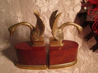 Vintage Brass Geese Bookends