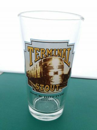 Rock Bottom Brewery Terminal Stout Cleveland,  Ohio Beer Glass Tumbler Pint Size