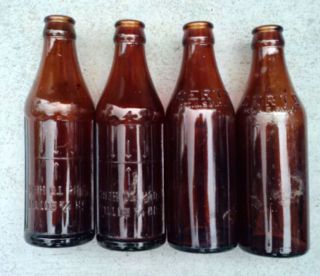 4x Vintage Amber Certo Bottles,  Embossed Brown Glass - Group Of 4 Bottles