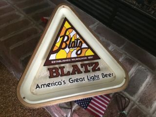 Vintage BLATZ BEER Lighted SIGN BAR Triangle Milwaukee 5
