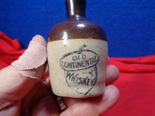 ANTIQUE MINIATURE ADVERTISING STONEWARE JUG OLD CONTINENTAL WHISKEY 7
