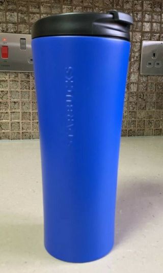 Starbucks Tumbler Thermo Mug Stainless Steel Blue With Logo 16oz