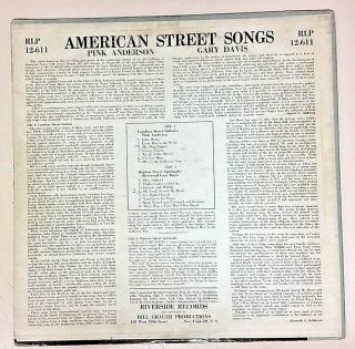 Rev.  Gary Davis Pink Anderson (Riverside Vinyl RLP 12 - 611) American Street Songs 4