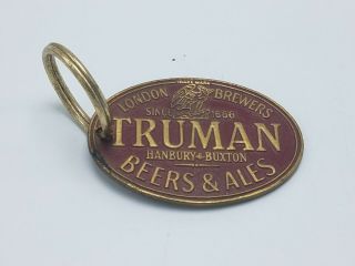 Vintage Truman Beers & Ales Brass Keychain Luggage Tag Hanbury & Buxton
