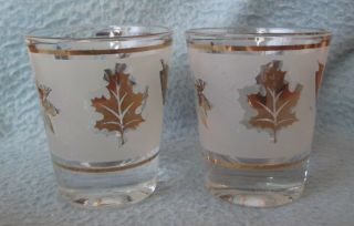 Set Of 2 Vintage Retro Mid Modern Century Leaves Leaf Shot Glasses Shot Glass