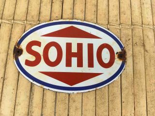 Vintage Sohio Standard Oil Of Ohio Small Porcelain Sign
