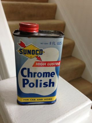 Sunoco Oil Company Vintage Chrome Polish Can - Sun Oil Co.  Collector Display