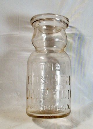 Vintage The Goshen Dairy Co.  Philadelphia Ohio Embossed Cream Top 1/2 Pint