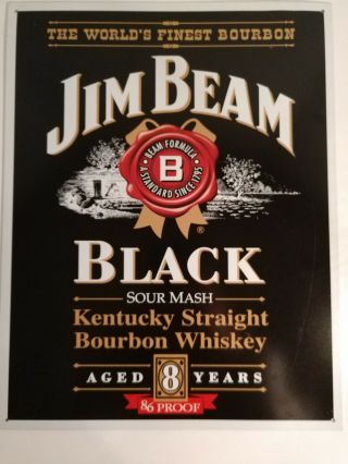 Jim Beam Black Whiskey Label Bar,  Pub & Man Cave Decor Wall Hanging Tin Sign